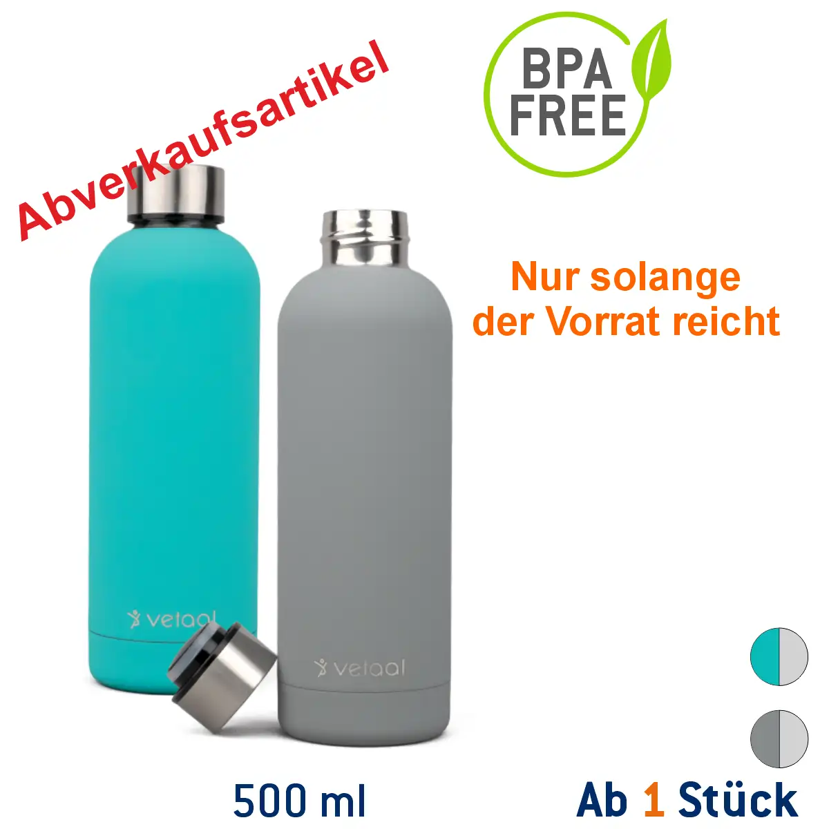 Thermo Edelstahl-Trinkflasche Skadi Farbe: Grau Gravur: ohne Gravur